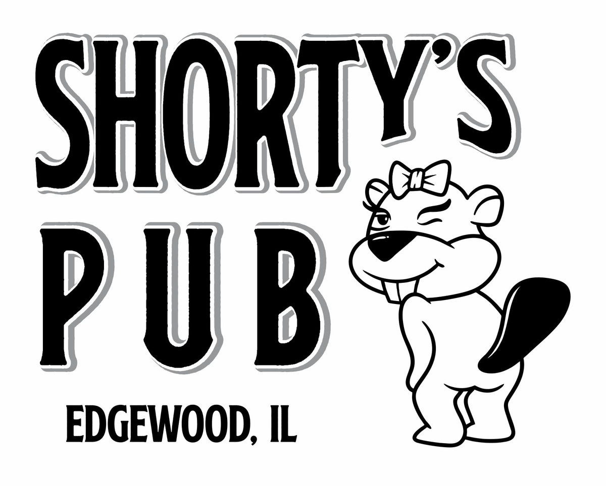 Logo of Shorty's Pub with a cartoon character on a white background
