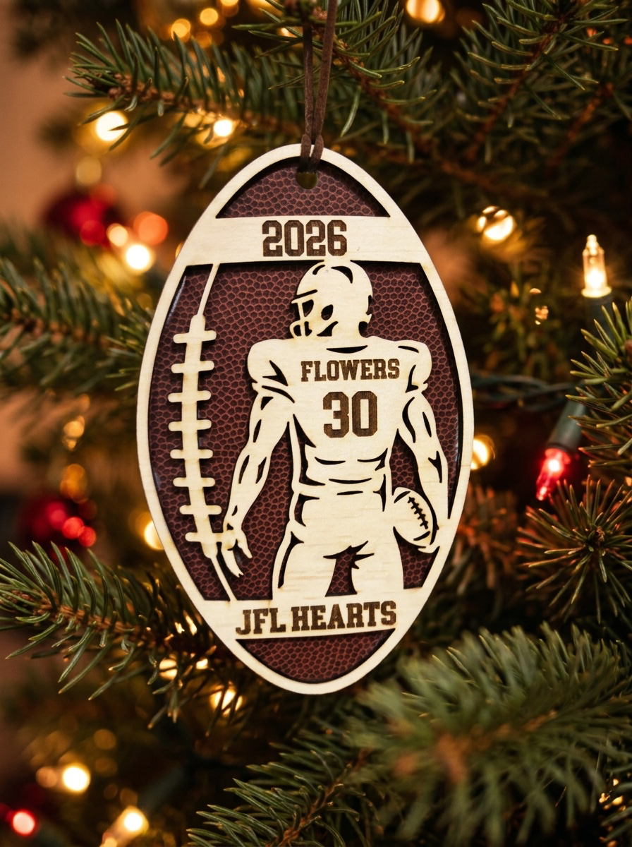 Personalized Triple-Layer Football Christmas Ornament