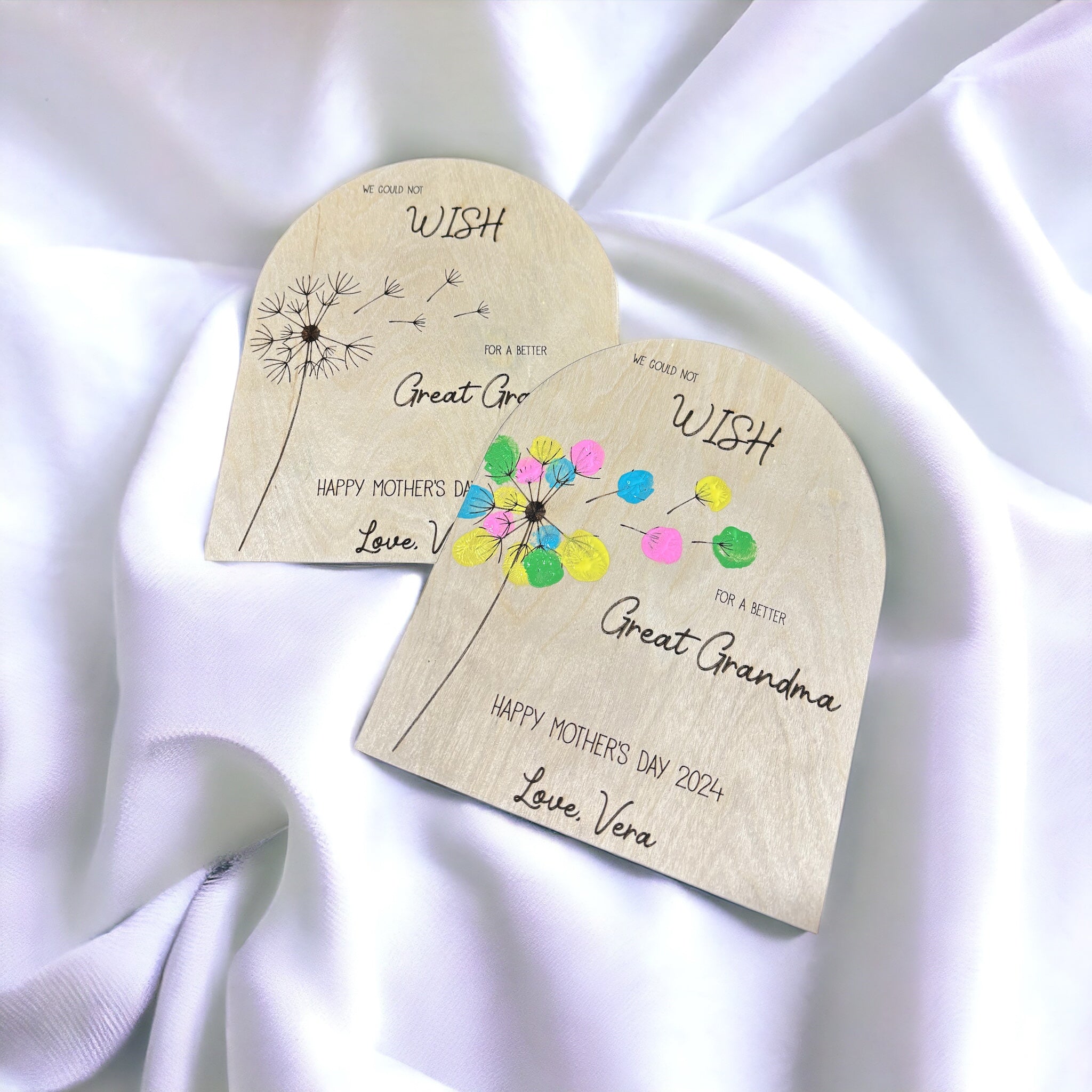 Heart-shaped card sign set with dandelion wishes and colorful flower names