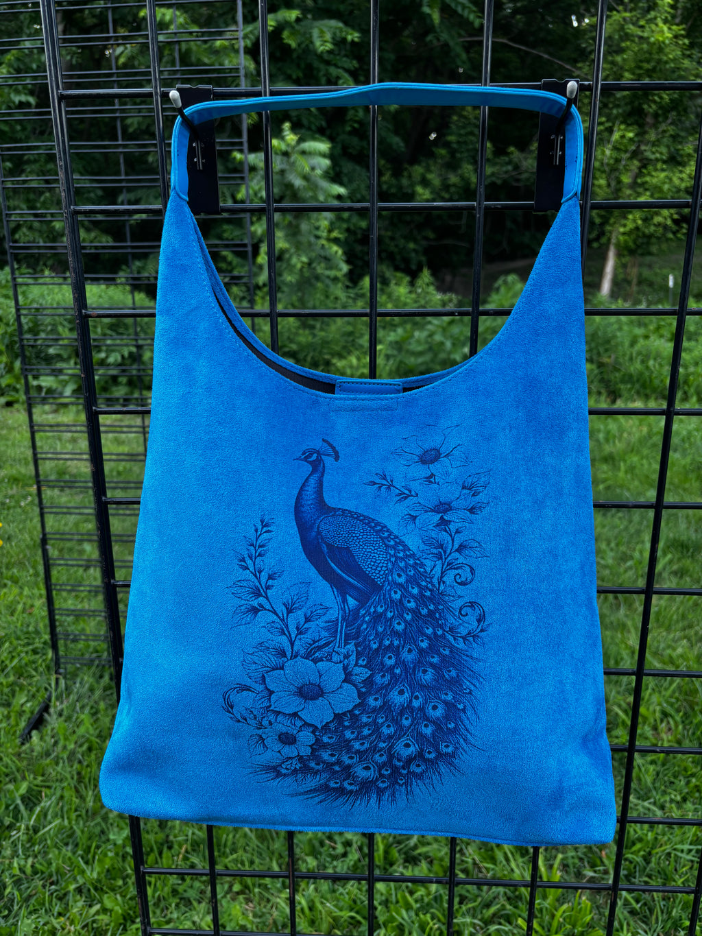 Engraved Faux Suede Hobo Bag