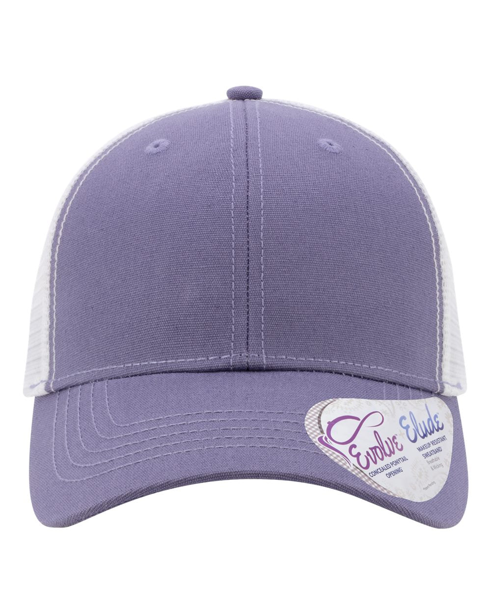 Lavender baseball cap with mesh side panels and curved brim, logo patch on front