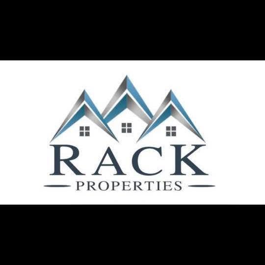 Logo of RACK Properties with stylized mountain design on a white background