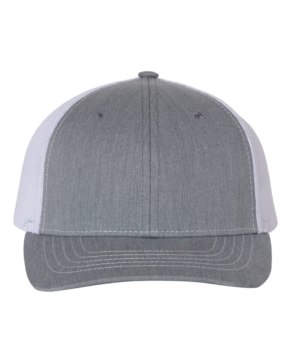 Youth trucker cap in heather gray with white mesh panels and black underside