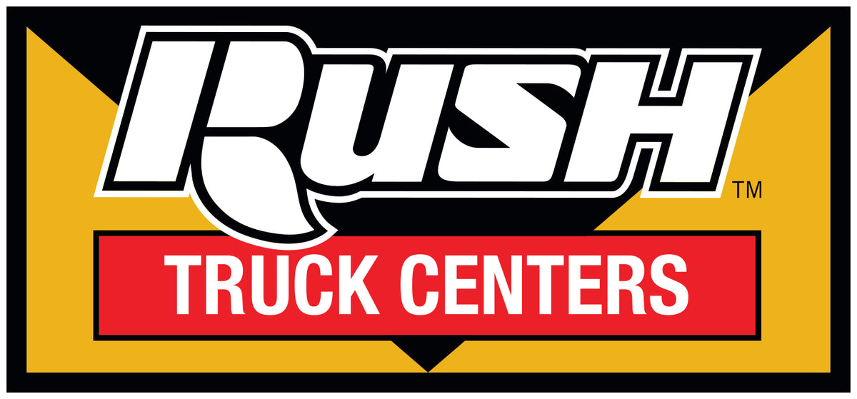 Rush Truck Centers logo with a yellow and black background